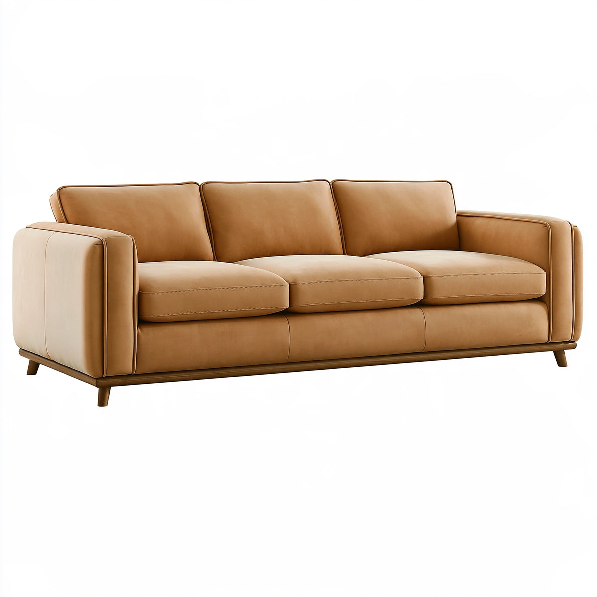 Divano 3 posti 220 x 95 x 85 cm in similpelle cognac stile moderno