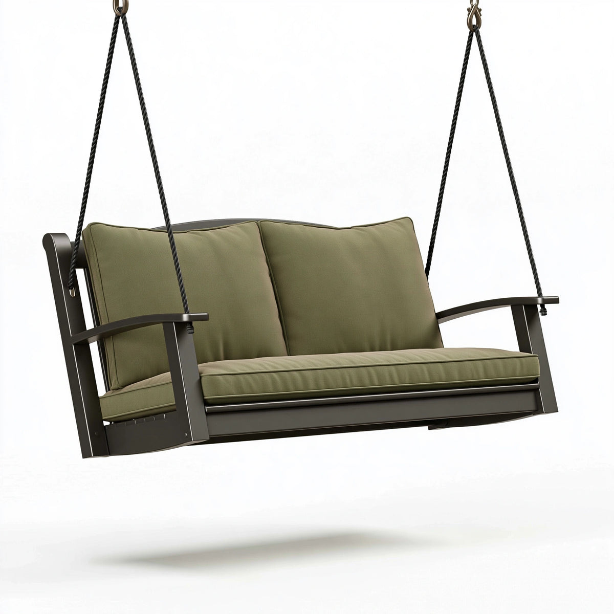 Dondolo sospeso 2 posti 130 x 65 x 60 cm in metallo nero e tessuto verde per esterno
