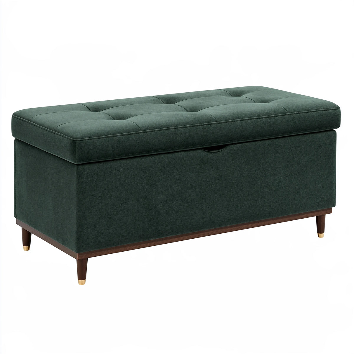 Panca contenitore 120 x 45 x 48 cm in tessuto verde - imbottita con coperchio trapuntato