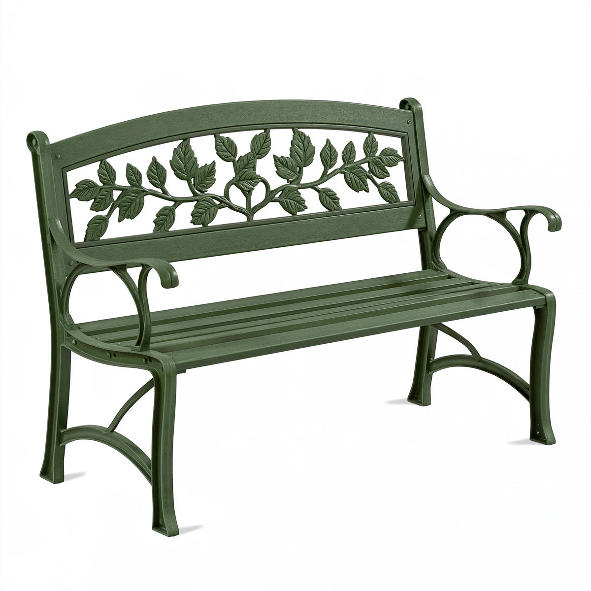 Panchina da giardino 127 x 60 x 87 cm in metallo verde - stile classico decorativo