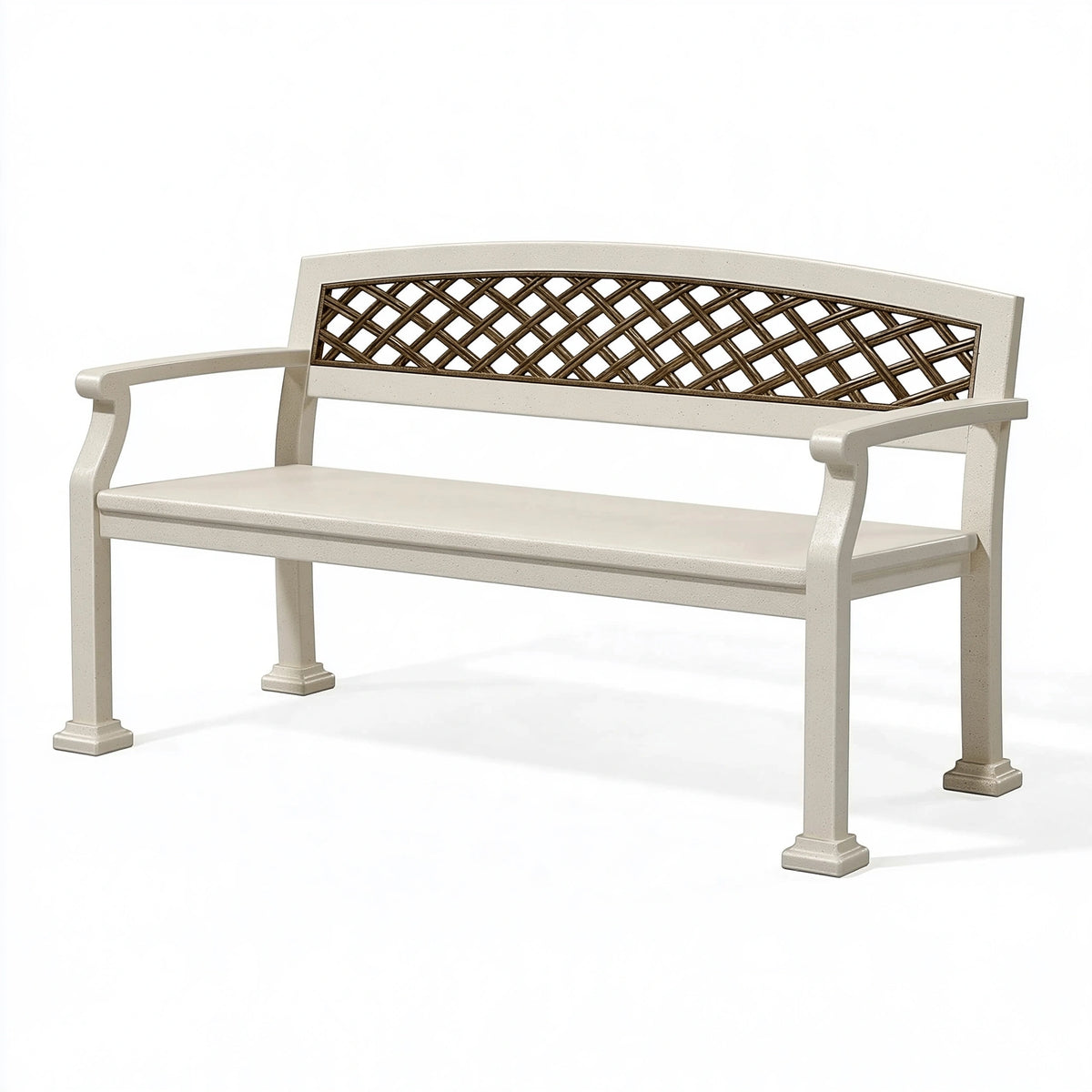 Panca da giardino 150 x 60 x 90 cm in metallo bianco e marrone con schienale intrecciato